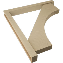Ekena Millwork - BKTUR0352X34X38WTL05RCPR - Timberthane Faux Wood Westlake Style Bracket w/ Offset Brace, Block Ends, 3 1/2"W x 34"D x 38"H, Primed Tan