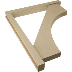 Ekena Millwork - BKTUR0352X34X40WTL05RCPR - Timberthane Faux Wood Westlake Style Bracket w/ Offset Brace, Block Ends, 3 1/2"W x 34"D x 40"H, Primed Tan