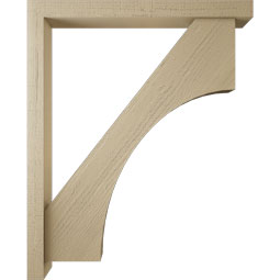 Ekena Millwork - BKTUR0352X34X42WTL05RCPR - Timberthane Faux Wood Westlake Style Bracket w/ Offset Brace, Block Ends, 3 1/2"W x 34"D x 42"H, Primed Tan