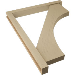 Ekena Millwork - BKTUR0352X34X42WTL05RCPR - Timberthane Faux Wood Westlake Style Bracket w/ Offset Brace, Block Ends, 3 1/2"W x 34"D x 42"H, Primed Tan