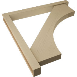 Ekena Millwork - BKTUR0352X36X36WTL05RCPR - Timberthane Faux Wood Westlake Style Bracket w/ Offset Brace, Block Ends, 3 1/2"W x 36"D x 36"H, Primed Tan