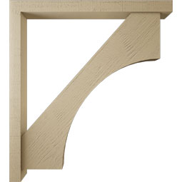 Ekena Millwork - BKTUR0352X36X40WTL05RCPR - Timberthane Faux Wood Westlake Style Bracket w/ Offset Brace, Block Ends, 3 1/2"W x 36"D x 40"H, Primed Tan