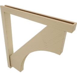 Ekena Millwork - BKTUR0352X36X40WTL05RCPR - Timberthane Faux Wood Westlake Style Bracket w/ Offset Brace, Block Ends, 3 1/2"W x 36"D x 40"H, Primed Tan