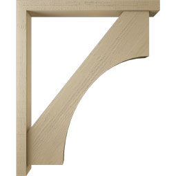 Ekena Millwork - BKTUR0352X36X44WTL05RCPR - Timberthane Faux Wood Westlake Style Bracket w/ Offset Brace, Block Ends, 3 1/2"W x 36"D x 44"H, Primed Tan