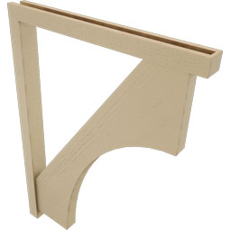 Ekena Millwork - BKTUR0352X36X48WTL05RCPR - Timberthane Faux Wood Westlake Style Bracket w/ Offset Brace, Block Ends, 3 1/2"W x 36"D x 48"H, Primed Tan