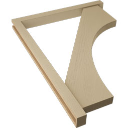 Ekena Millwork - BKTUR0352X36X48WTL05RCPR - Timberthane Faux Wood Westlake Style Bracket w/ Offset Brace, Block Ends, 3 1/2"W x 36"D x 48"H, Primed Tan