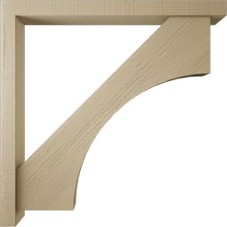 Ekena Millwork - BKTUR0352X38X38WTL05RCPR - Timberthane Faux Wood Westlake Style Bracket w/ Offset Brace, Block Ends, 3 1/2"W x 38"D x 38"H, Primed Tan