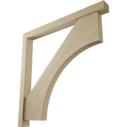 Ekena Millwork - BKTUR0352X38X38WTL05RCPR - Timberthane Faux Wood Westlake Style Bracket w/ Offset Brace, Block Ends, 3 1/2"W x 38"D x 38"H, Primed Tan