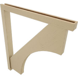 Ekena Millwork - BKTUR0352X38X44WTL05RCPR - Timberthane Faux Wood Westlake Style Bracket w/ Offset Brace, Block Ends, 3 1/2"W x 38"D x 44"H, Primed Tan