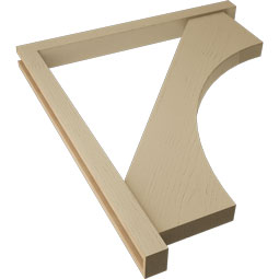 Ekena Millwork - BKTUR0352X38X44WTL05RCPR - Timberthane Faux Wood Westlake Style Bracket w/ Offset Brace, Block Ends, 3 1/2"W x 38"D x 44"H, Primed Tan