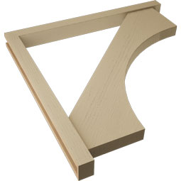 Ekena Millwork - BKTUR0352X40X40WTL05RCPR - Timberthane Faux Wood Westlake Style Bracket w/ Offset Brace, Block Ends, 3 1/2"W x 40"D x 40"H, Primed Tan