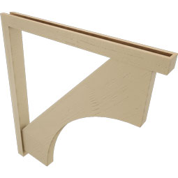 Ekena Millwork - BKTUR0352X40X44WTL05RCPR - Timberthane Faux Wood Westlake Style Bracket w/ Offset Brace, Block Ends, 3 1/2"W x 40"D x 44"H, Primed Tan