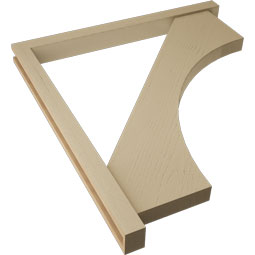 Ekena Millwork - BKTUR0352X40X44WTL05RCPR - Timberthane Faux Wood Westlake Style Bracket w/ Offset Brace, Block Ends, 3 1/2"W x 40"D x 44"H, Primed Tan
