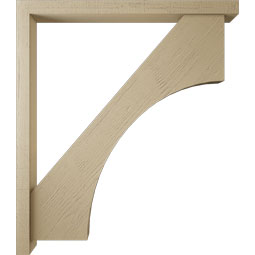 Ekena Millwork - BKTUR0352X42X48WTL05RCPR - Timberthane Faux Wood Westlake Style Bracket w/ Offset Brace, Block Ends, 3 1/2"W x 42"D x 48"H, Primed Tan