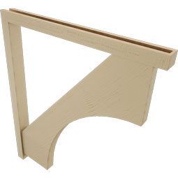 Ekena Millwork - BKTUR0352X42X48WTL05RCPR - Timberthane Faux Wood Westlake Style Bracket w/ Offset Brace, Block Ends, 3 1/2"W x 42"D x 48"H, Primed Tan