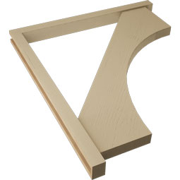 Ekena Millwork - BKTUR0352X42X48WTL05RCPR - Timberthane Faux Wood Westlake Style Bracket w/ Offset Brace, Block Ends, 3 1/2"W x 42"D x 48"H, Primed Tan