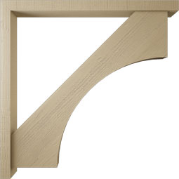 Ekena Millwork - BKTUR0352X44X44WTL05RCPR - Timberthane Faux Wood Westlake Style Bracket w/ Offset Brace, Block Ends, 3 1/2"W x 44"D x 44"H, Primed Tan