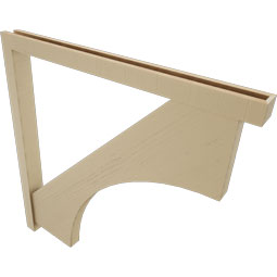 Ekena Millwork - BKTUR0352X44X44WTL05RCPR - Timberthane Faux Wood Westlake Style Bracket w/ Offset Brace, Block Ends, 3 1/2"W x 44"D x 44"H, Primed Tan