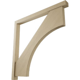 Ekena Millwork - BKTUR0352X44X44WTL05RCPR - Timberthane Faux Wood Westlake Style Bracket w/ Offset Brace, Block Ends, 3 1/2"W x 44"D x 44"H, Primed Tan