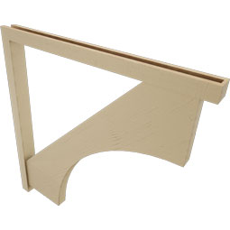 Ekena Millwork - BKTUR0352X46X46WTL05RCPR - Timberthane Faux Wood Westlake Style Bracket w/ Offset Brace, Block Ends, 3 1/2"W x 46"D x 46"H, Primed Tan
