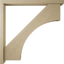 Ekena Millwork - BKTUR0352X48X48WTL05RCPR - Timberthane Faux Wood Westlake Style Bracket w/ Offset Brace, Block Ends, 3 1/2"W x 48"D x 48"H, Primed Tan
