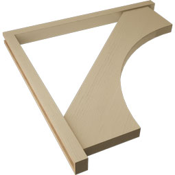 Ekena Millwork - BKTUR0352X48X48WTL05RCPR - Timberthane Faux Wood Westlake Style Bracket w/ Offset Brace, Block Ends, 3 1/2"W x 48"D x 48"H, Primed Tan