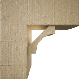 Ekena Millwork - BKTUR0554X14X14WTL05RCPR - Timberthane Faux Wood Westlake Style Bracket w/ Offset Brace, Block Ends, 5 1/2"W x 14"D x 14"H, Primed Tan