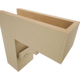 Ekena Millwork - BKTUR0554X14X14WTL05RCPR - Timberthane Faux Wood Westlake Style Bracket w/ Offset Brace, Block Ends, 5 1/2"W x 14"D x 14"H, Primed Tan