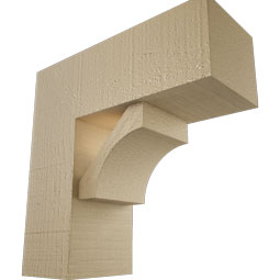 Ekena Millwork - BKTUR0554X14X14WTL05RCPR - Timberthane Faux Wood Westlake Style Bracket w/ Offset Brace, Block Ends, 5 1/2"W x 14"D x 14"H, Primed Tan