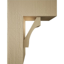 Ekena Millwork - BKTUR0554X14X18WTL05RCPR - Timberthane Faux Wood Westlake Style Bracket w/ Offset Brace, Block Ends, 5 1/2"W x 14"D x 18"H, Primed Tan
