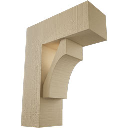 Ekena Millwork - BKTUR0554X14X18WTL05RCPR - Timberthane Faux Wood Westlake Style Bracket w/ Offset Brace, Block Ends, 5 1/2"W x 14"D x 18"H, Primed Tan