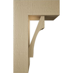 Ekena Millwork - BKTUR0554X14X22WTL05RCPR - Timberthane Faux Wood Westlake Style Bracket w/ Offset Brace, Block Ends, 5 1/2"W x 14"D x 22"H, Primed Tan