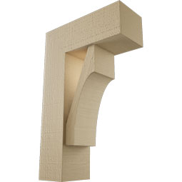 Ekena Millwork - BKTUR0554X14X22WTL05RCPR - Timberthane Faux Wood Westlake Style Bracket w/ Offset Brace, Block Ends, 5 1/2"W x 14"D x 22"H, Primed Tan