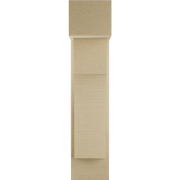 Ekena Millwork - BKTUR0554X14X26WTL05RCPR - Timberthane Faux Wood Westlake Style Bracket w/ Offset Brace, Block Ends, 5 1/2"W x 14"D x 26"H, Primed Tan