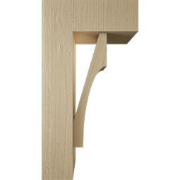 Ekena Millwork - BKTUR0554X14X26WTL05RCPR - Timberthane Faux Wood Westlake Style Bracket w/ Offset Brace, Block Ends, 5 1/2"W x 14"D x 26"H, Primed Tan