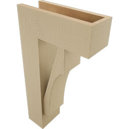 Ekena Millwork - BKTUR0554X14X26WTL05RCPR - Timberthane Faux Wood Westlake Style Bracket w/ Offset Brace, Block Ends, 5 1/2"W x 14"D x 26"H, Primed Tan