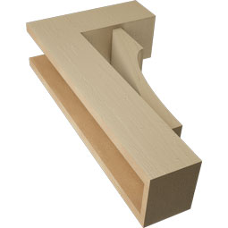 Ekena Millwork - BKTUR0554X14X26WTL05RCPR - Timberthane Faux Wood Westlake Style Bracket w/ Offset Brace, Block Ends, 5 1/2"W x 14"D x 26"H, Primed Tan