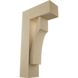Ekena Millwork - BKTUR0554X14X26WTL05RCPR - Timberthane Faux Wood Westlake Style Bracket w/ Offset Brace, Block Ends, 5 1/2"W x 14"D x 26"H, Primed Tan