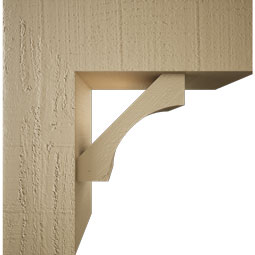 Ekena Millwork - BKTUR0554X16X16WTL05RCPR - Timberthane Faux Wood Westlake Style Bracket w/ Offset Brace, Block Ends, 5 1/2"W x 16"D x 16"H, Primed Tan