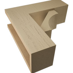 Ekena Millwork - BKTUR0554X16X16WTL05RCPR - Timberthane Faux Wood Westlake Style Bracket w/ Offset Brace, Block Ends, 5 1/2"W x 16"D x 16"H, Primed Tan