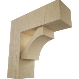 Ekena Millwork - BKTUR0554X16X16WTL05RCPR - Timberthane Faux Wood Westlake Style Bracket w/ Offset Brace, Block Ends, 5 1/2"W x 16"D x 16"H, Primed Tan