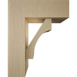 Ekena Millwork - BKTUR0554X16X20WTL05RCPR - Timberthane Faux Wood Westlake Style Bracket w/ Offset Brace, Block Ends, 5 1/2"W x 16"D x 20"H, Primed Tan
