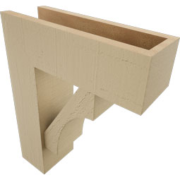 Ekena Millwork - BKTUR0554X16X20WTL05RCPR - Timberthane Faux Wood Westlake Style Bracket w/ Offset Brace, Block Ends, 5 1/2"W x 16"D x 20"H, Primed Tan