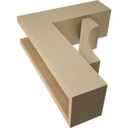 Ekena Millwork - BKTUR0554X16X20WTL05RCPR - Timberthane Faux Wood Westlake Style Bracket w/ Offset Brace, Block Ends, 5 1/2"W x 16"D x 20"H, Primed Tan