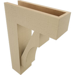 Ekena Millwork - BKTUR0554X16X24WTL05RCPR - Timberthane Faux Wood Westlake Style Bracket w/ Offset Brace, Block Ends, 5 1/2"W x 16"D x 24"H, Primed Tan