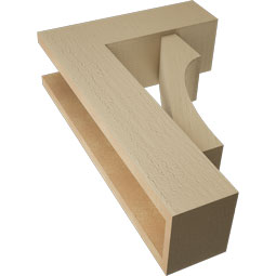 Ekena Millwork - BKTUR0554X16X24WTL05RCPR - Timberthane Faux Wood Westlake Style Bracket w/ Offset Brace, Block Ends, 5 1/2"W x 16"D x 24"H, Primed Tan