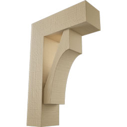 Ekena Millwork - BKTUR0554X16X24WTL05RCPR - Timberthane Faux Wood Westlake Style Bracket w/ Offset Brace, Block Ends, 5 1/2"W x 16"D x 24"H, Primed Tan