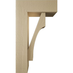 Ekena Millwork - BKTUR0554X16X28WTL05RCPR - Timberthane Faux Wood Westlake Style Bracket w/ Offset Brace, Block Ends, 5 1/2"W x 16"D x 28"H, Primed Tan