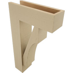 Ekena Millwork - BKTUR0554X16X28WTL05RCPR - Timberthane Faux Wood Westlake Style Bracket w/ Offset Brace, Block Ends, 5 1/2"W x 16"D x 28"H, Primed Tan