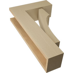 Ekena Millwork - BKTUR0554X16X28WTL05RCPR - Timberthane Faux Wood Westlake Style Bracket w/ Offset Brace, Block Ends, 5 1/2"W x 16"D x 28"H, Primed Tan